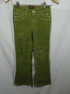 Vintage Y2K Ellemenno Girls Youth Corduroy Green Pants Size 8